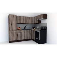 Bucatarie de Colt GENA NEW 4 DR. 160-230, Fara Corp de Cuptor, Wenge / Decor K366